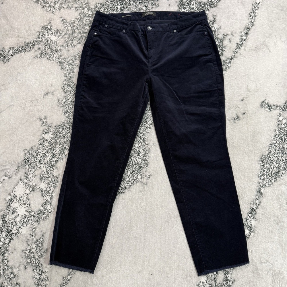 Talbots Flawless Five Pocket Corduroy Pants Womens 14W Slim Ankle Frayed Hem